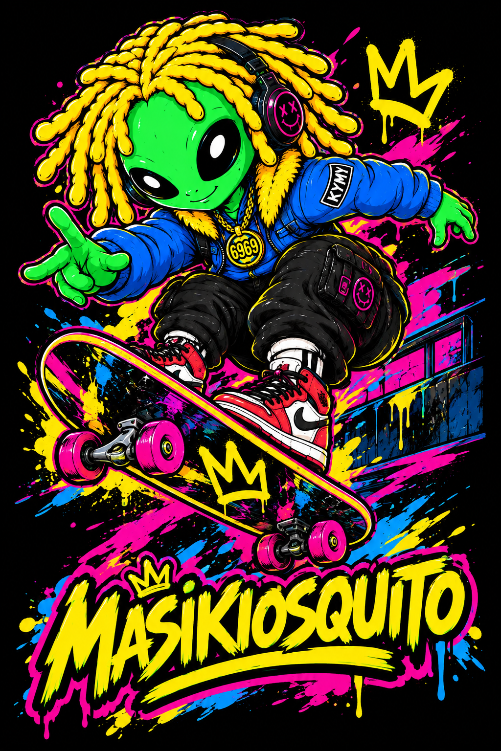 Alien de MasiKiosquito en patineta